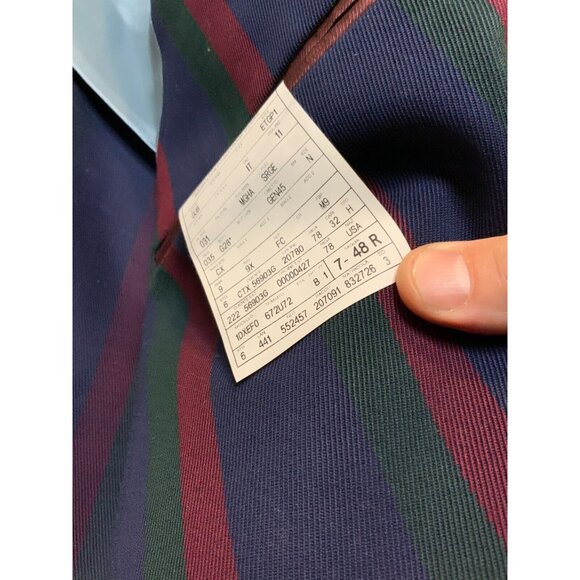 Gucci Mens Blue Green Burgundy Striped Tiger Patch Blazer Jacket $2900, Size 48 - Picture 6 of 8